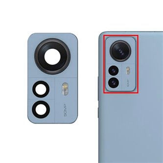 Стекло задней камеры Xiaomi 12 Pro с рамкой Цвет: Светло-Синий
