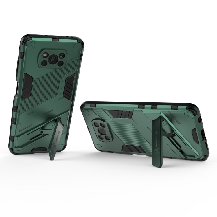 Чехол - накладка для Xiaomi Poco X3 / X3 Pro / BIBERCAS / с подставкой Зеленый / Пластиковый / Защитный