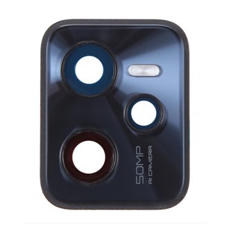 Стекло задней камеры Realme C35 в рамке Цвет: Черный