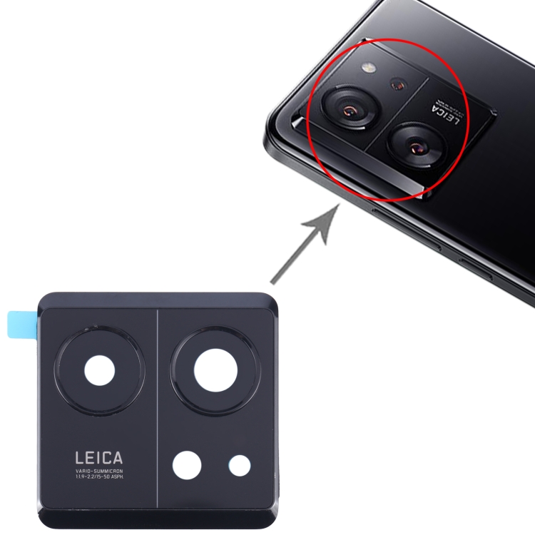 Стекло задней камеры Xiaomi 13T в рамке Цвет: Черный