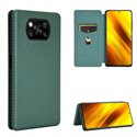 Чехол книжка для Xiaomi Poco X3 NFC / X3 Pro Зеленый (текстура карбон)