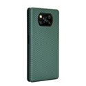 Чехол книжка для Xiaomi Poco X3 NFC / X3 Pro Зеленый (текстура карбон)