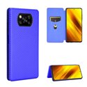 Чехол книжка для Xiaomi Poco X3 NFC / X3 Pro Синий (текстура карбон)