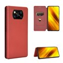 Чехол книжка для Xiaomi Poco X3 NFC / X3 Pro Коричневый (текстура карбон)