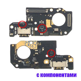 Шлейф разъема зарядки для Xiaomi Redmi Note 12 4G (плата) микрофон - с компонентами