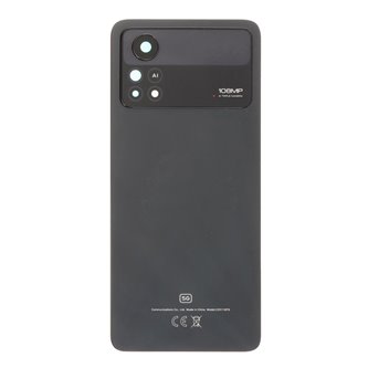 Крышка(задняя) для Xiaomi Poco X4 Pro 5G Черная со стекло камеры