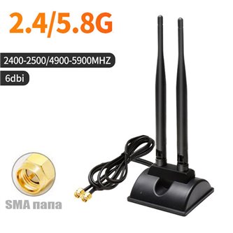 Всенаправленная антенна Wi-FI  2.4G/5G 6dBi, Двойная, RP-SMA Male - 1,2 метра