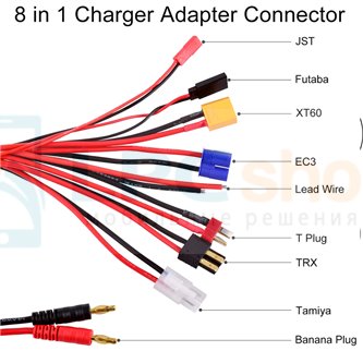 Переходник Банан  на XT60 / t-plug / Tamiya / JST / TRX 8 в 1