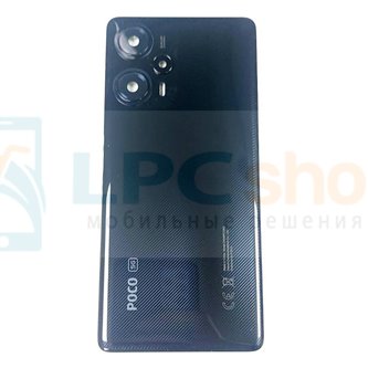 Крышка(задняя) для Xiaomi Poco F5 23049PCD8G Черная со стеклом камеры