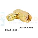 Переходник RP-SMA Male на SMA Female - 90 градусов - 1шт