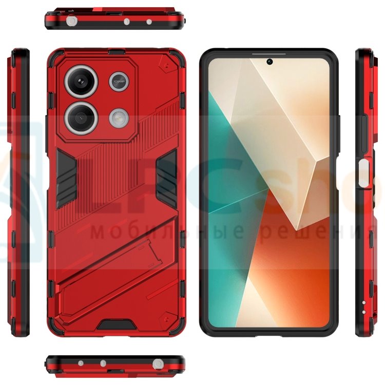 Чехол - накладка для Xiaomi Redmi Note 13 5G RMX3636 / BIBERCAS / с подставкой Красный / Пластиковый / Защитный
