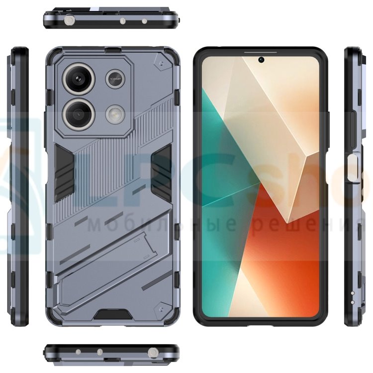 Чехол - накладка для Xiaomi Redmi Note 13 5G RMX3636 / BIBERCAS / с подставкой Серый / Пластиковый / Защитный