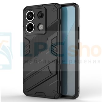 Чехол - накладка для Xiaomi Redmi Note 13 4G / BIBERCAS / с подставкой Черный / Пластиковый / Защитный 
