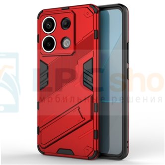 Чехол - накладка для Xiaomi Redmi Note 13 4G / BIBERCAS / с подставкой Красный / Пластиковый / Защитный 