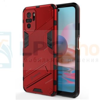 Чехол - накладка для Xiaomi Redmi Note 10 / 10S / Poco M5s / BIBERCAS / с подставкой Красный / Пластиковый / Защитный 