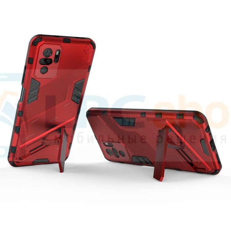 Чехол - накладка для Xiaomi Redmi Note 10 / 10S / Poco M5s / BIBERCAS / с подставкой Красный / Пластиковый / Защитный