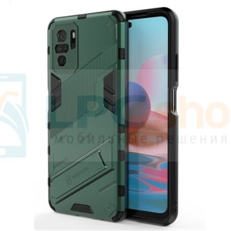 Чехол - накладка для Xiaomi Redmi Note 10 / 10S / Poco M5s / BIBERCAS / с подставкой Зеленый / Пластиковый / Защитный 