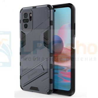 Чехол - накладка для Xiaomi Redmi Note 10 / 10S / Poco M5s / BIBERCAS / с подставкой Серый / Пластиковый / Защитный 