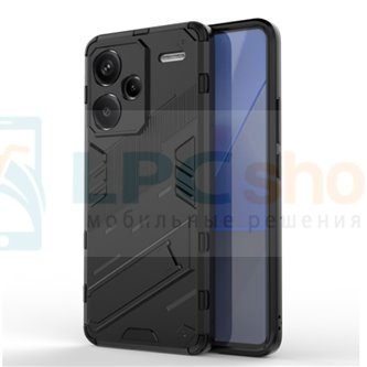 Чехол - накладка для Xiaomi Redmi Note 13 Pro Plus 23090RA98 / BIBERCAS / с подставкой Черный / Пластиковый / Защитный 