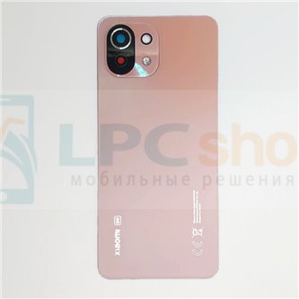 Крышка(задняя) для Xiaomi Mi 11 Lite/11 Lite 4G Розовая матовая со стеклом камеры - ORIG с CE