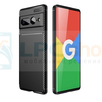 Чехол силиконовый для Google Pixel 7 Pro / Черный текстура карбон