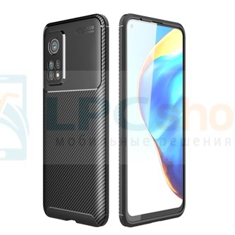 Чехол силиконовый для Xiaomi Mi 10T / MI 10T Pro / Черный текстура карбон