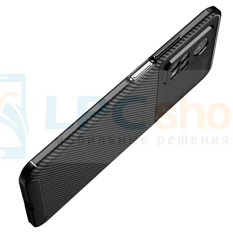 Чехол силиконовый для Xiaomi Mi 10T / MI 10T Pro / Черный текстура карбон