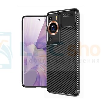 Чехол силиконовый для Huawei P60 / P60 Pro / Черный текстура карбон