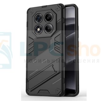 Чехол - накладка для Xiaomi Redmi Note 14 Pro 4G / BIBERCAS / с подставкой Черный / Пластиковый / Защитный 