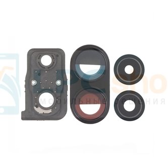 Стекло задней камеры Xiaomi Poco X7 Pro Черное с рамкой