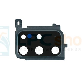 Стекло задней камеры для Samsung S20+ G985F Черное + рамка - пластик копия