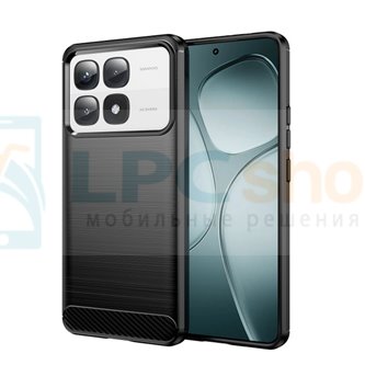 Чехол силиконовый для Xiaomi 14T Pro / Черный текстура карбон