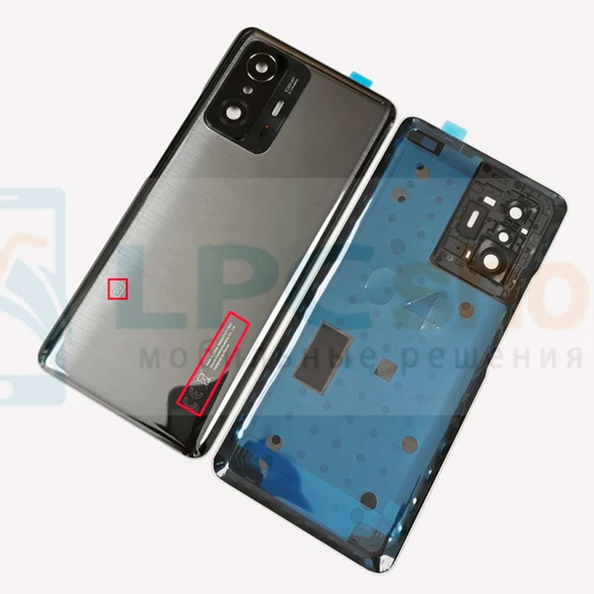 Крышка(задняя) для Xiaomi 11T / 11T Pro со стеклом камеры Черная (для Meteorite Gray)
