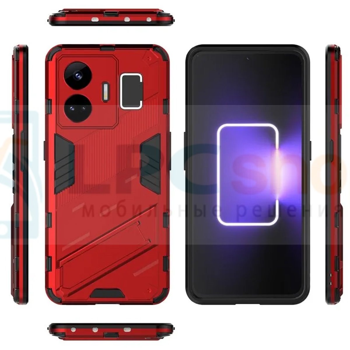 Чехол - накладка для Realme GT NEO 5 / GT3 / BIBERCAS / с подставкой Красный / Пластиковый / Защитный