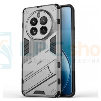 Чехол - накладка для Realme 12 Pro / 12 Pro Plus / BIBERCAS / с подставкой Серый / Пластиковый / Защитный 