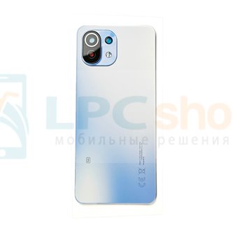 Крышка(задняя) для Xiaomi Mi 11 Lite/11 Lite 4G Синяя со стеклом камеры - ORIG с CE