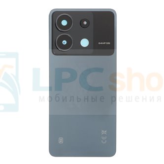 Крышка(задняя) для Xiaomi Poco X6 Синяя со стеклом камеры (с CE)
