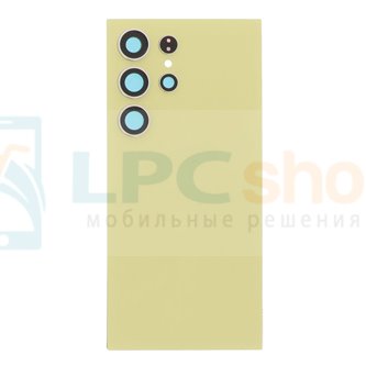 Крышка(задняя) для Samaung S24 Ultra Желтая со стеклом камеры