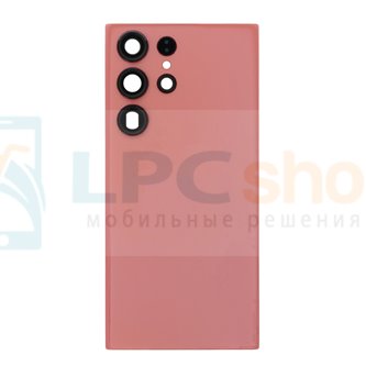 Крышка(задняя) для Samsung Galaxy S23 Ultra Розовая + стекло камеры