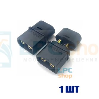 Разъем силовой XT60H-M папа с холдером черный - 1шт