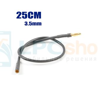 Кабель банан 3.5 папа-мама черный - 25см - 18AWG