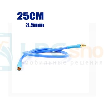 Кабель банан 3.5 папа-мама синий - 25см - 18AWG