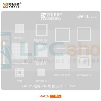 AMAOE BGA Трафарет для Apple (MAC6 v2) Macbook A2159-T2-P01CK8L08 / A1989/A1990-T2 / A1707 / A1706