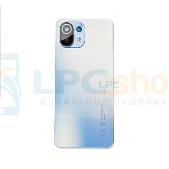 Крышка(задняя) для Xiaomi Mi 11 Lite Синяя со стеклом камеры - ORIG с CE