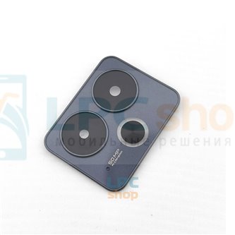 Стекло задней камеры Realme 14T Черное с рамкой